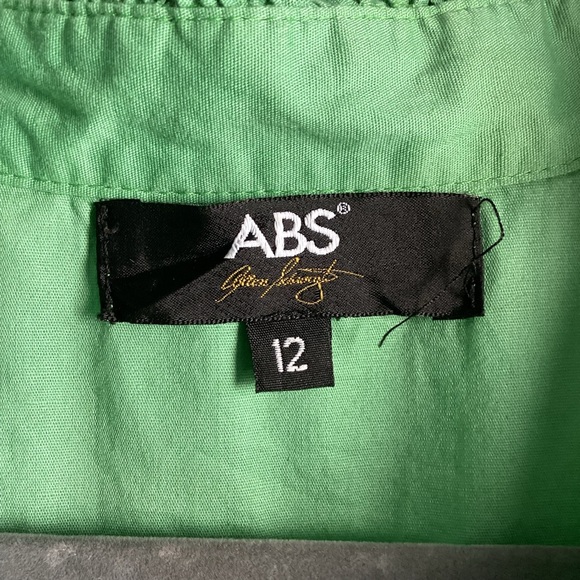 ABS Allen Schwartz Green Sleeveless Cotton Dress With A Ruffled Neckline Size12 - Picture 10 of 10